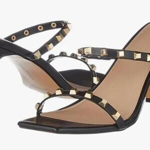 NIB The Drop Avery Square Toe Two Strap High Heel Studded Sandal, Size 9 US